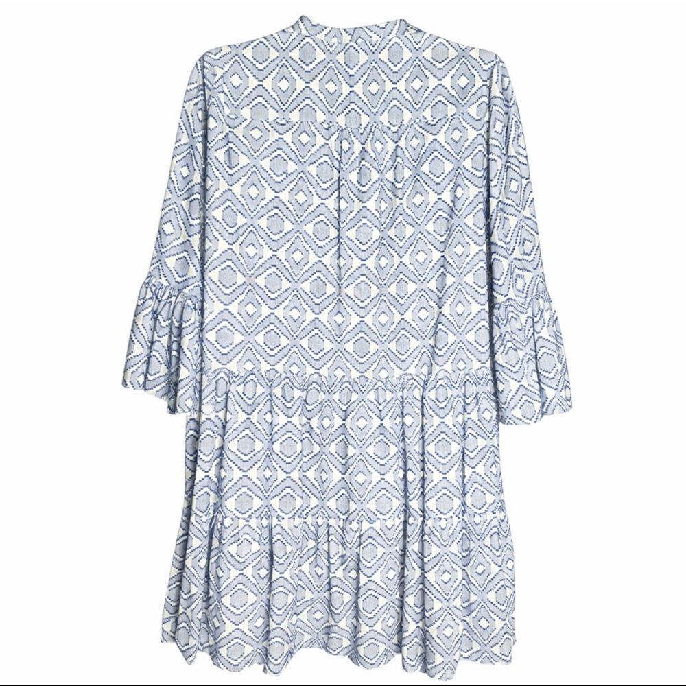Tommy Bahama Jacquard Blue & White Tiered Mini Swim Coverup Dress Women S - Picture 7 of 7